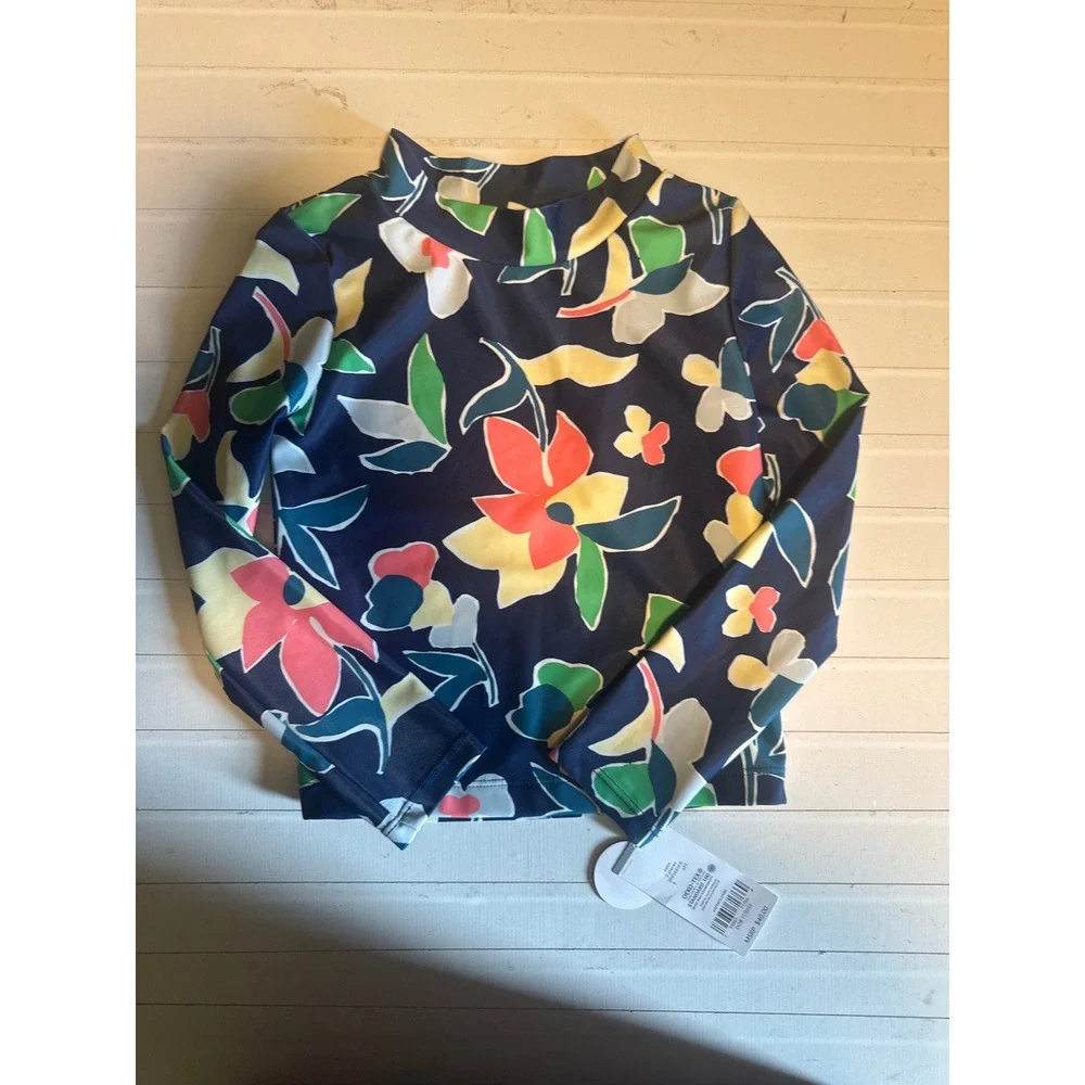 Carter's Girls Navy Blue Floral Long Sleeve Rash Guard Swim Top UPF 50+ Size‎ 5
